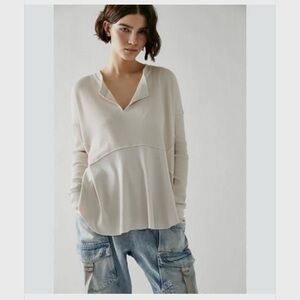 We The Free Monterey Thermal Waffle Knit Long Sleeve Tee Top